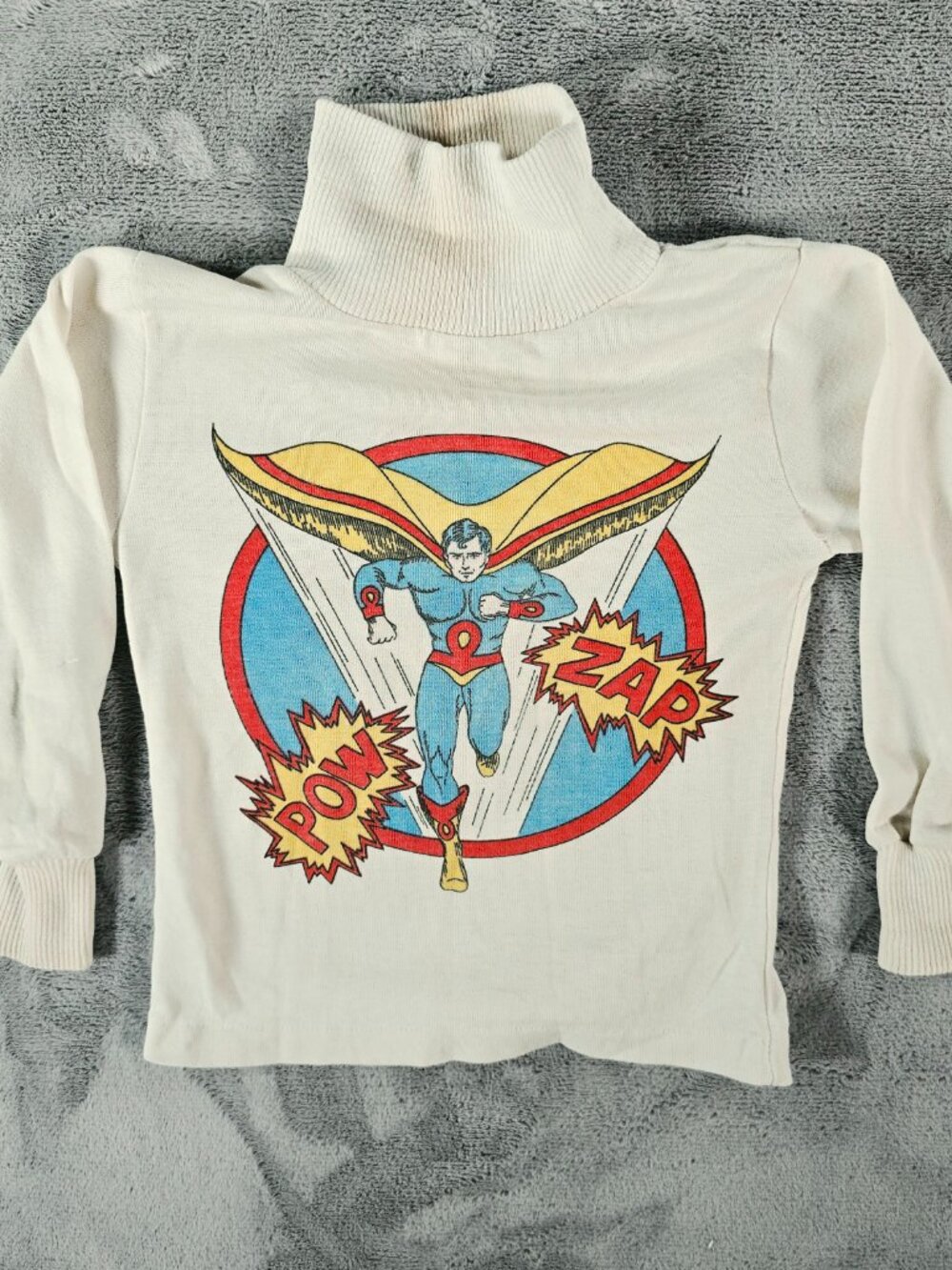 Vintage 1970s Health-Tex Stantogs Superhero Graphic Turtleneck Shirt (Kids 6/XS)